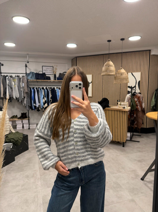 Cardigan "Streifentiger" Grau