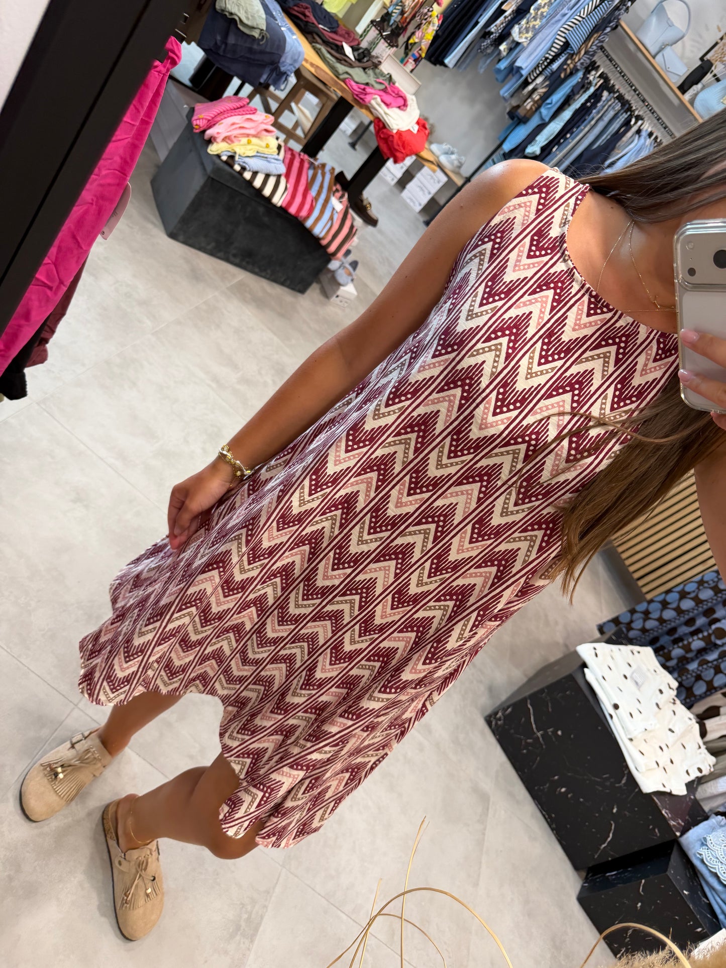 Kleid A-Print "Rot"