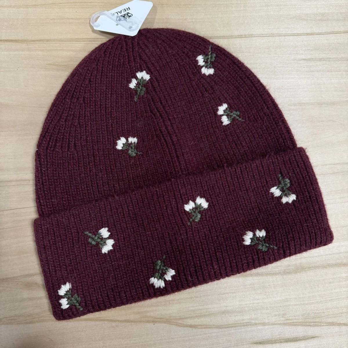 Beanie "Flora" Weinrot