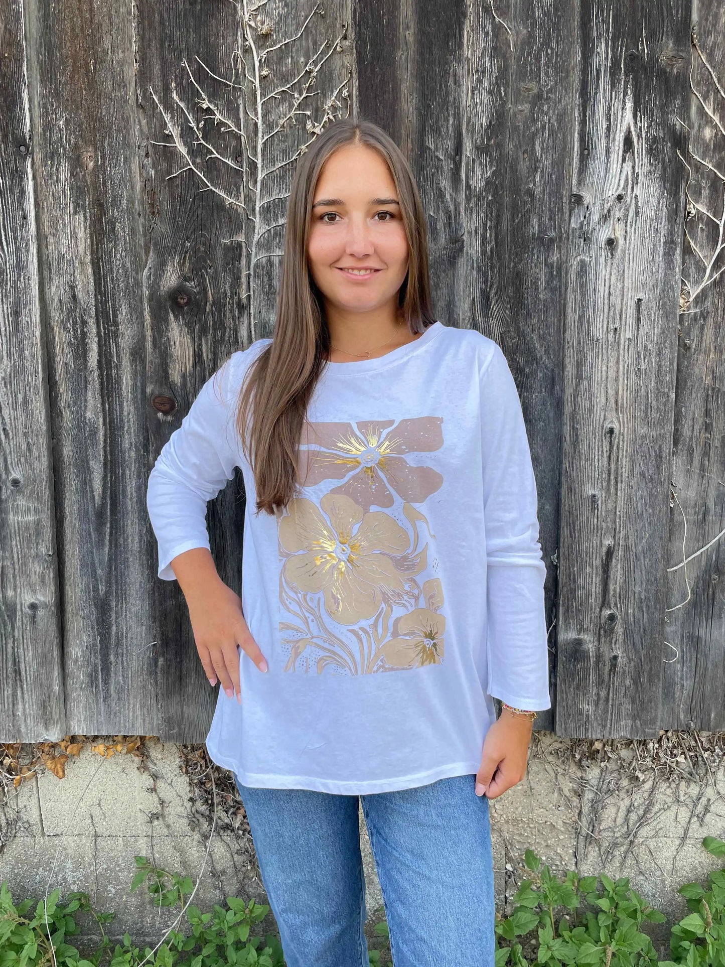 Langarmshirt "Floraly" Weiß