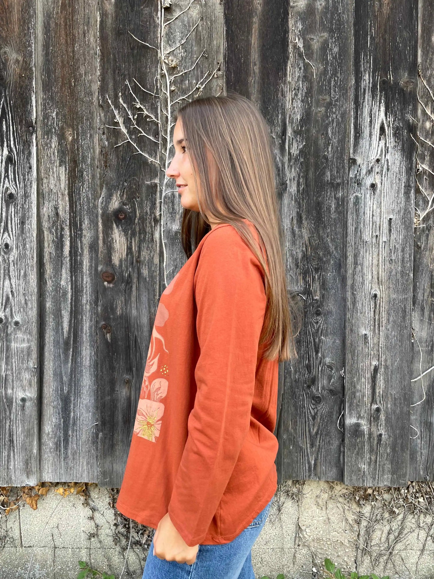 Langarmshirt "Floraly" Terracotta
