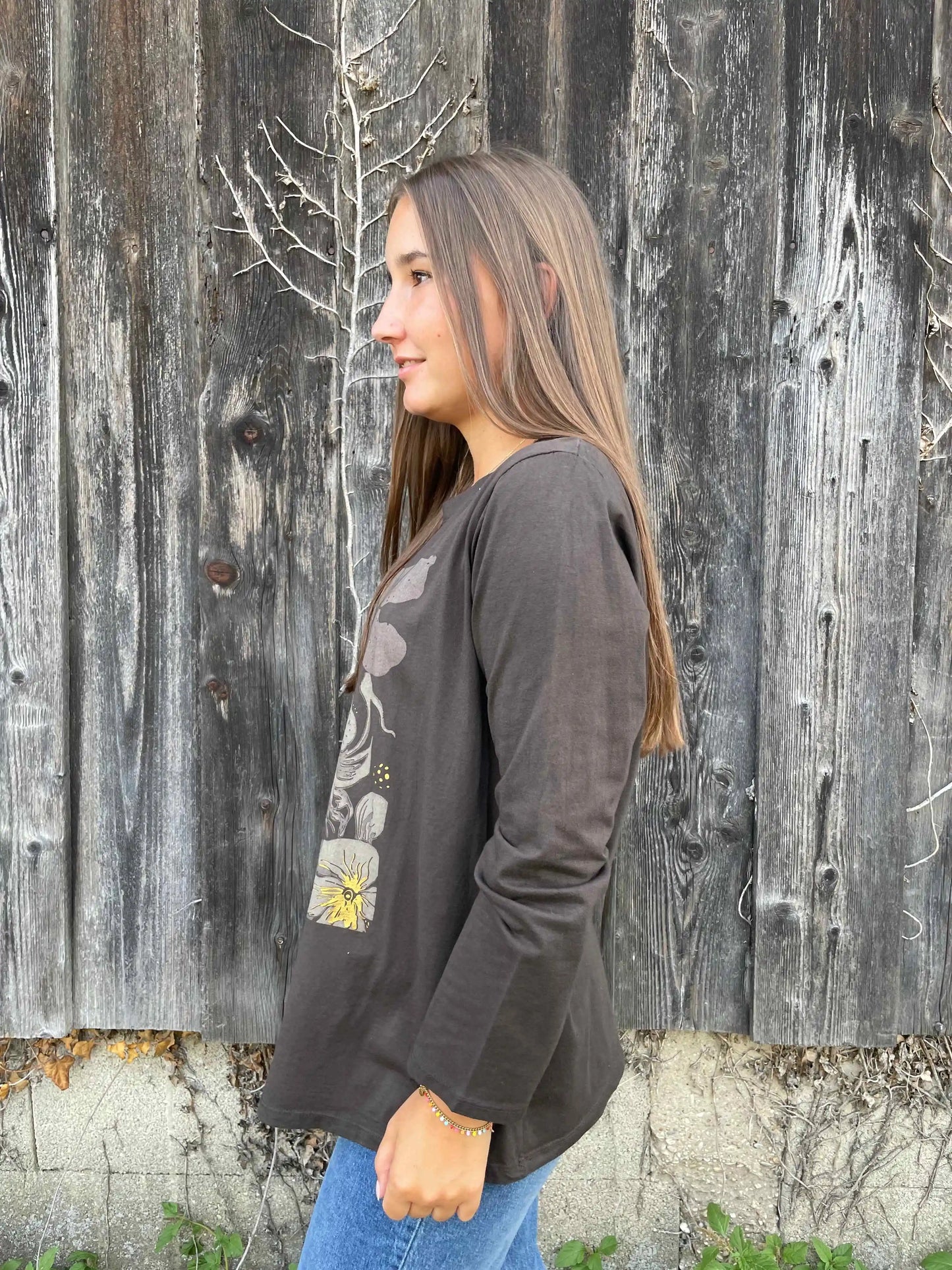 Langarmshirt "Floraly" Schokobraun