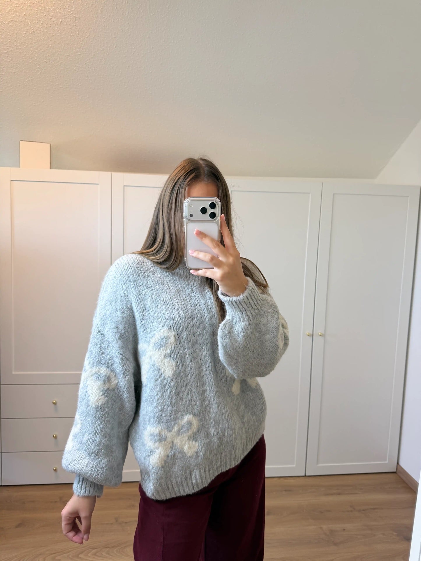 Pullover "Schleifen" Grau