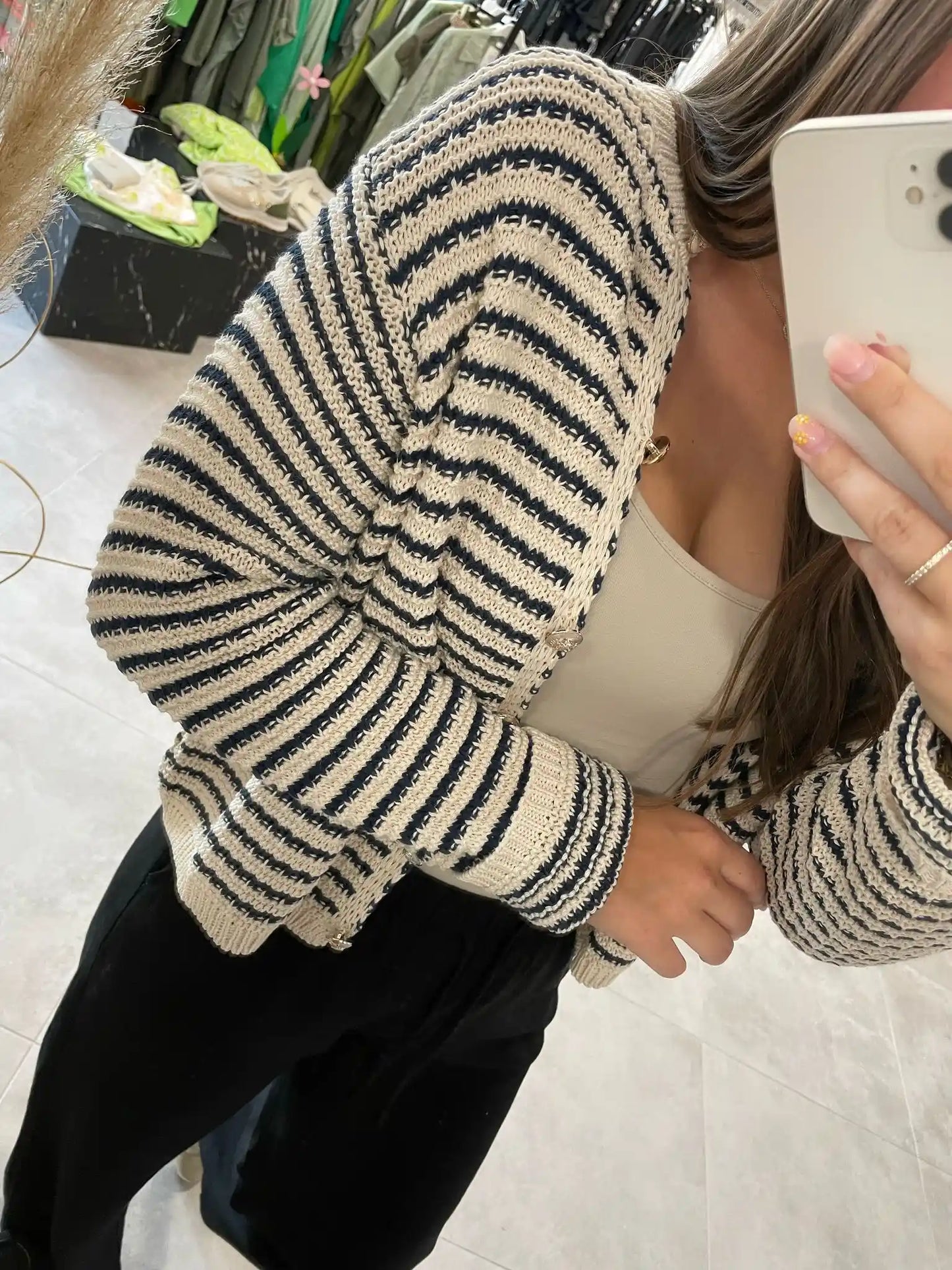 Strickjacke "Goldknöpfchen" Dunkelblau
