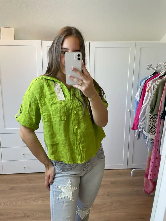 Leinenbluse I Apfelgrün