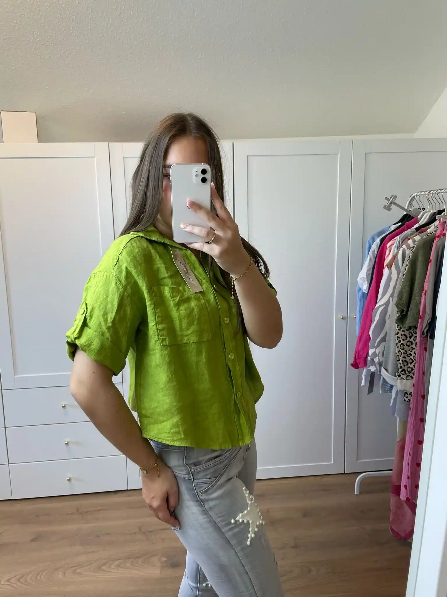 Leinenbluse I Apfelgrün