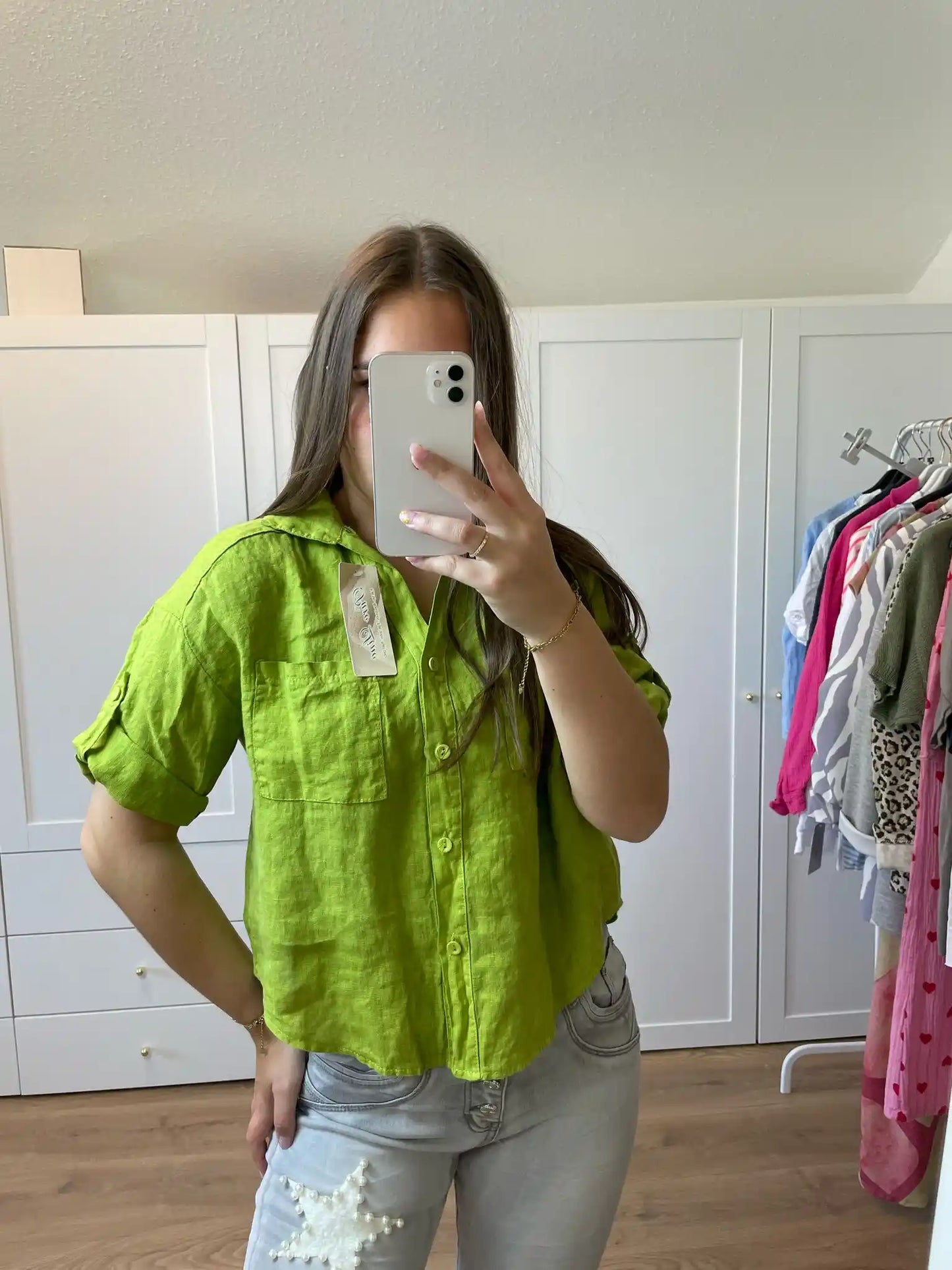 Leinenbluse I Apfelgrün