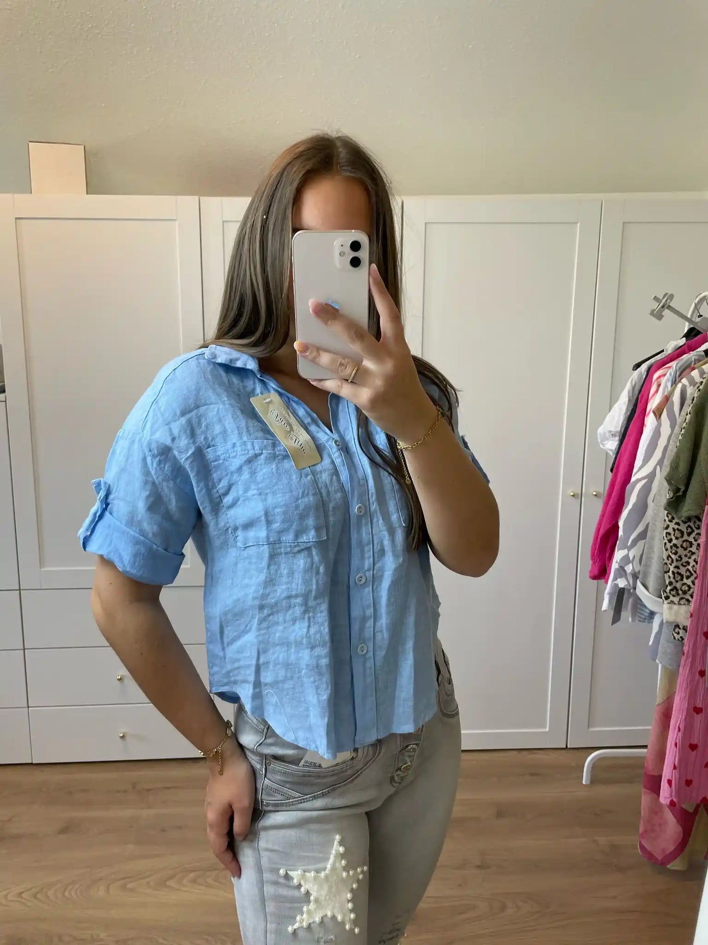 Leinenbluse I Hellblau