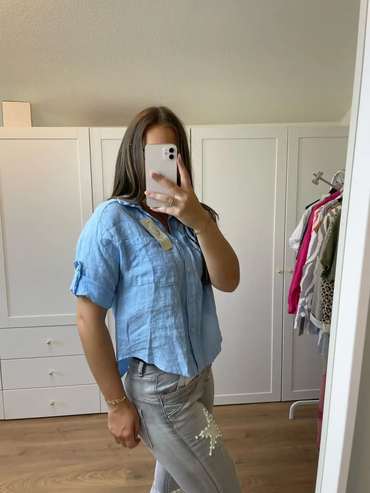 Leinenbluse I Hellblau