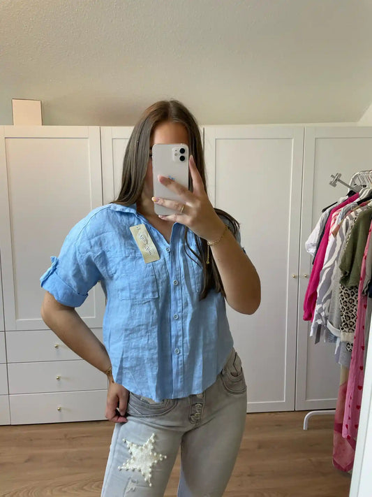 Leinenbluse I Hellblau