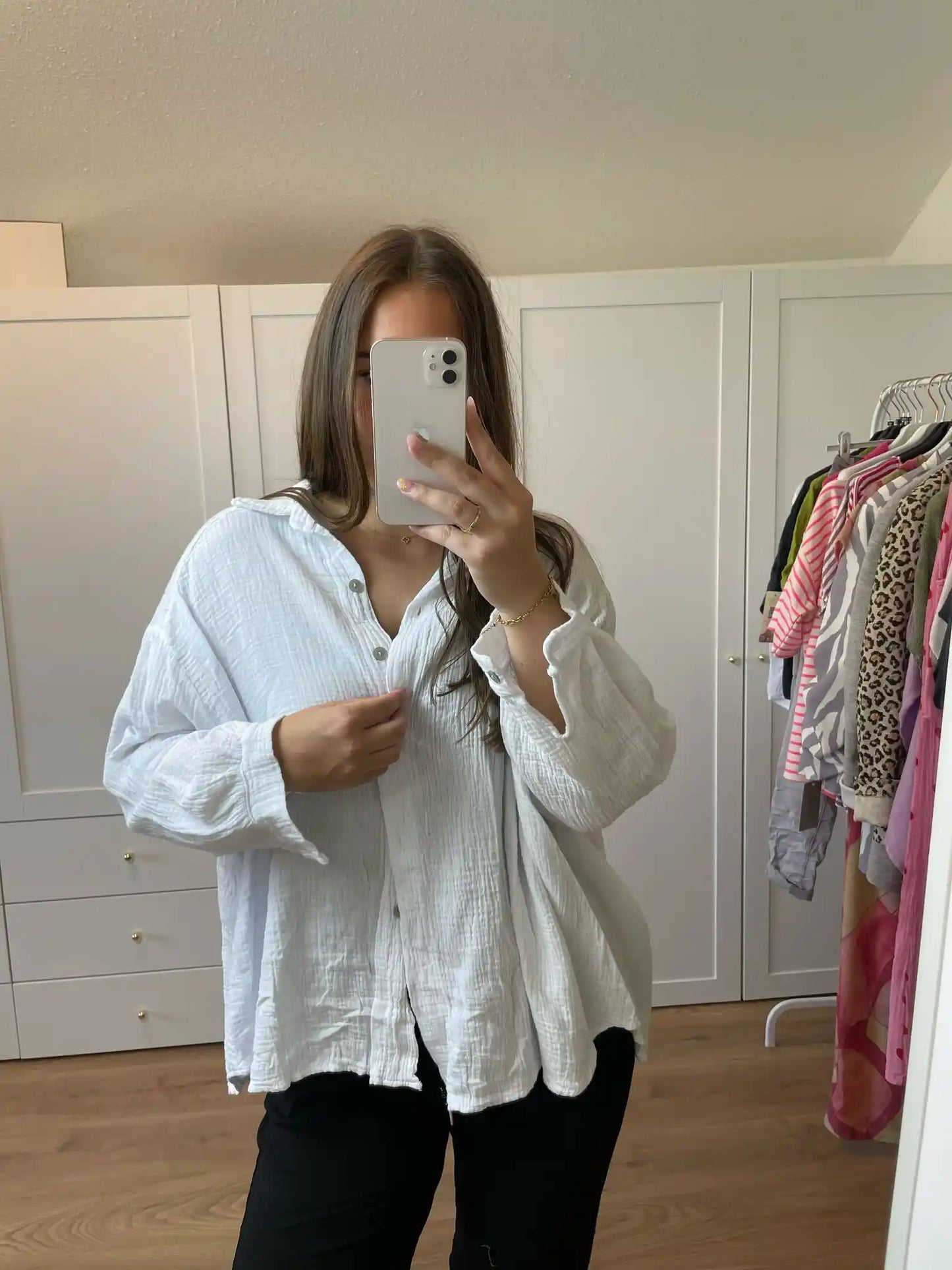 Musselinbluse Weiß