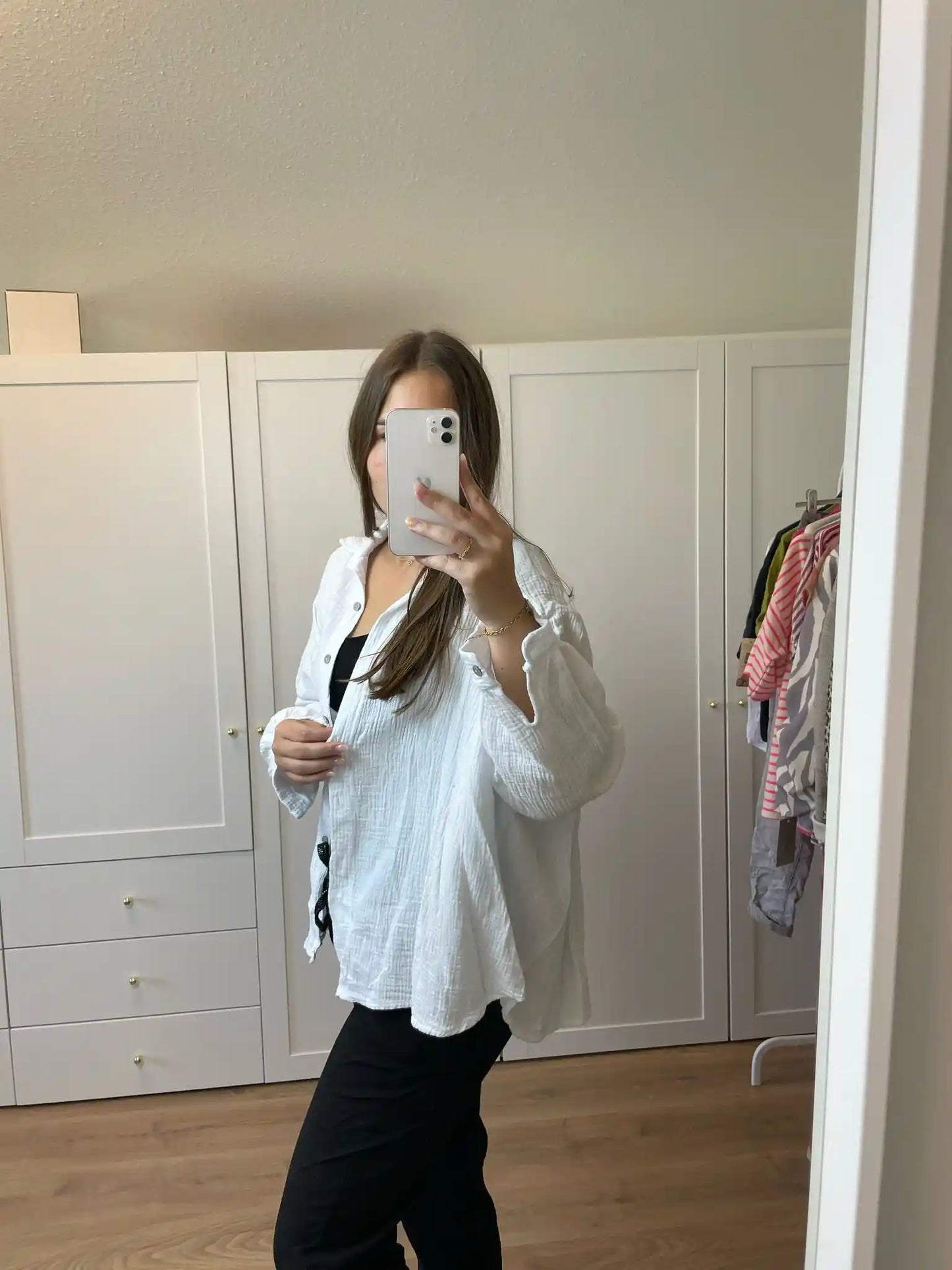 Musselinbluse Weiß