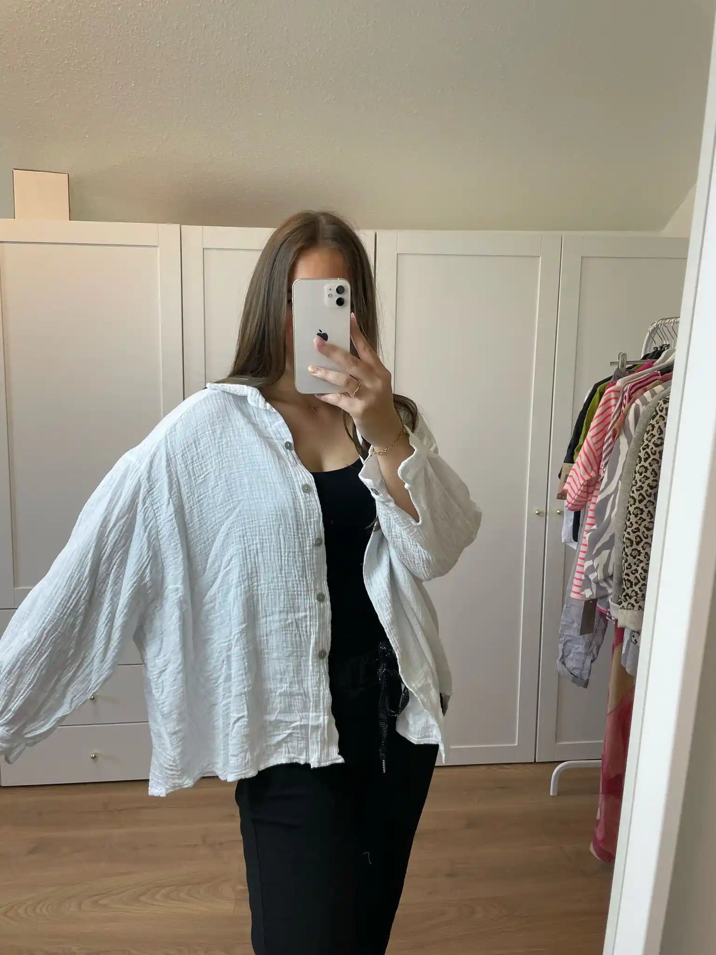 Musselinbluse Weiß