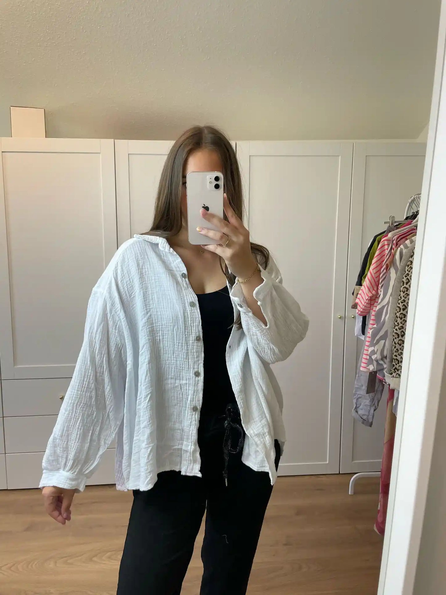 Musselinbluse Weiß
