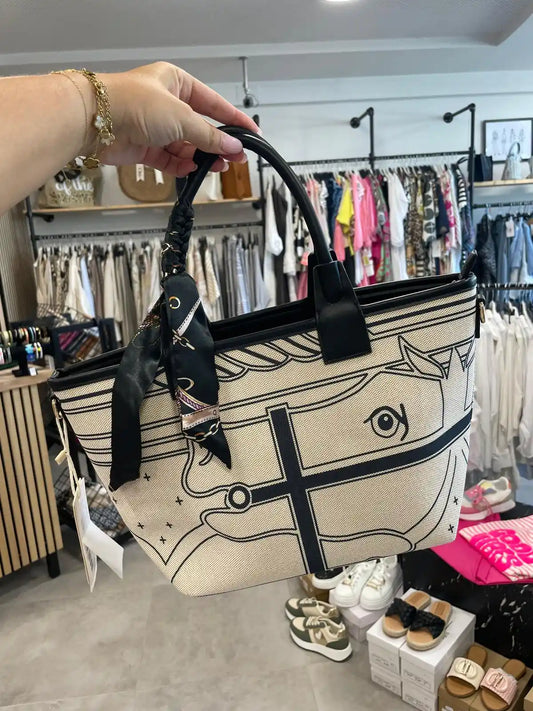 Bag "Horse" Beige/Schwarz