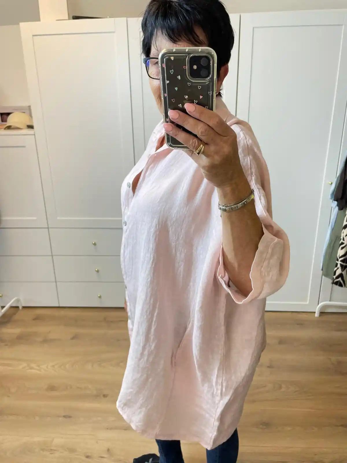 Bluse "Lino" Rosa