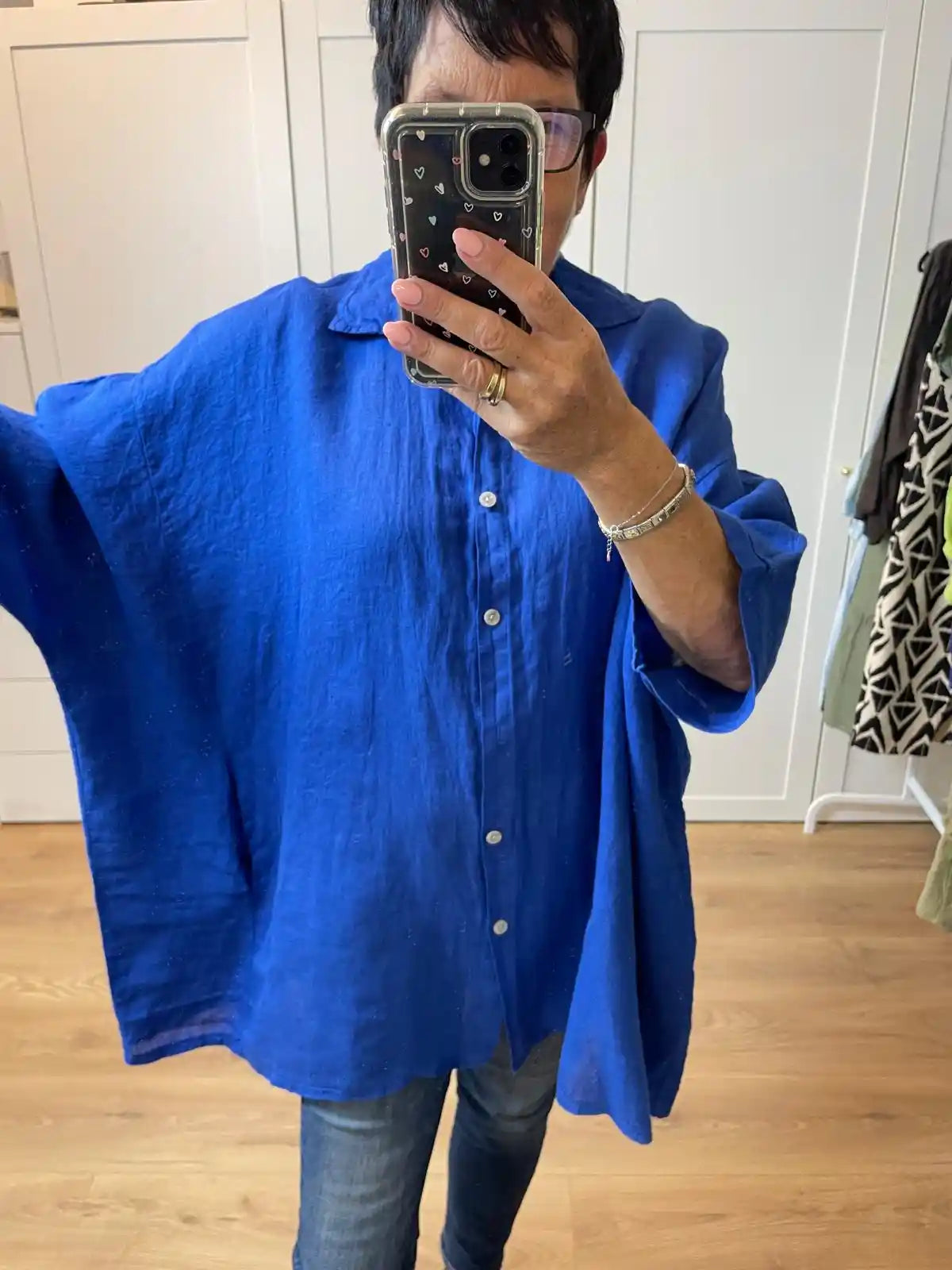 Bluse "Lino" Royalblau