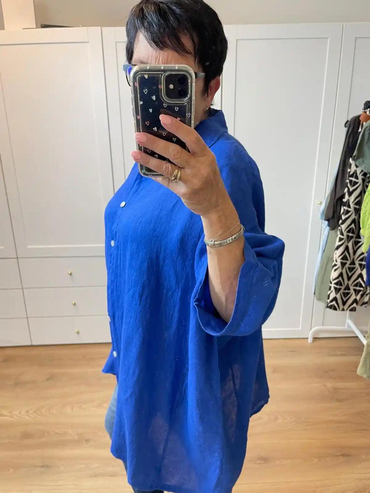 Bluse "Lino" Royalblau