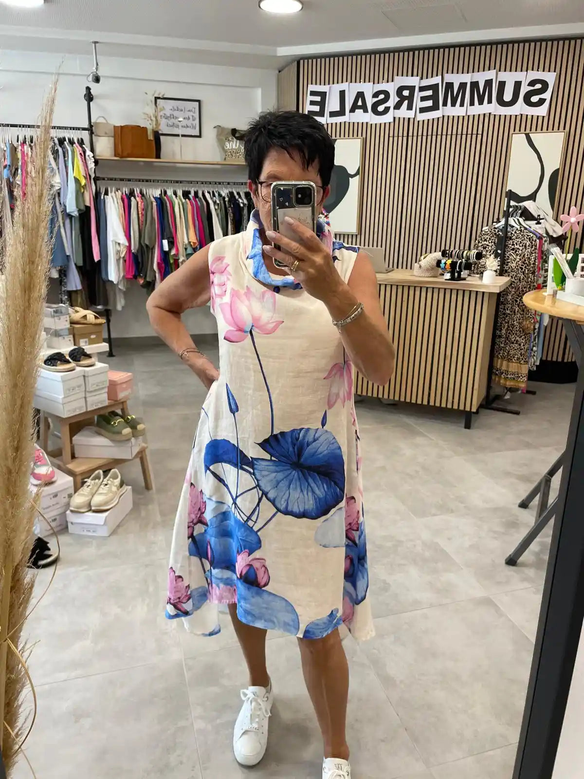 Leinenkleid "Orchidee" Royalblau
