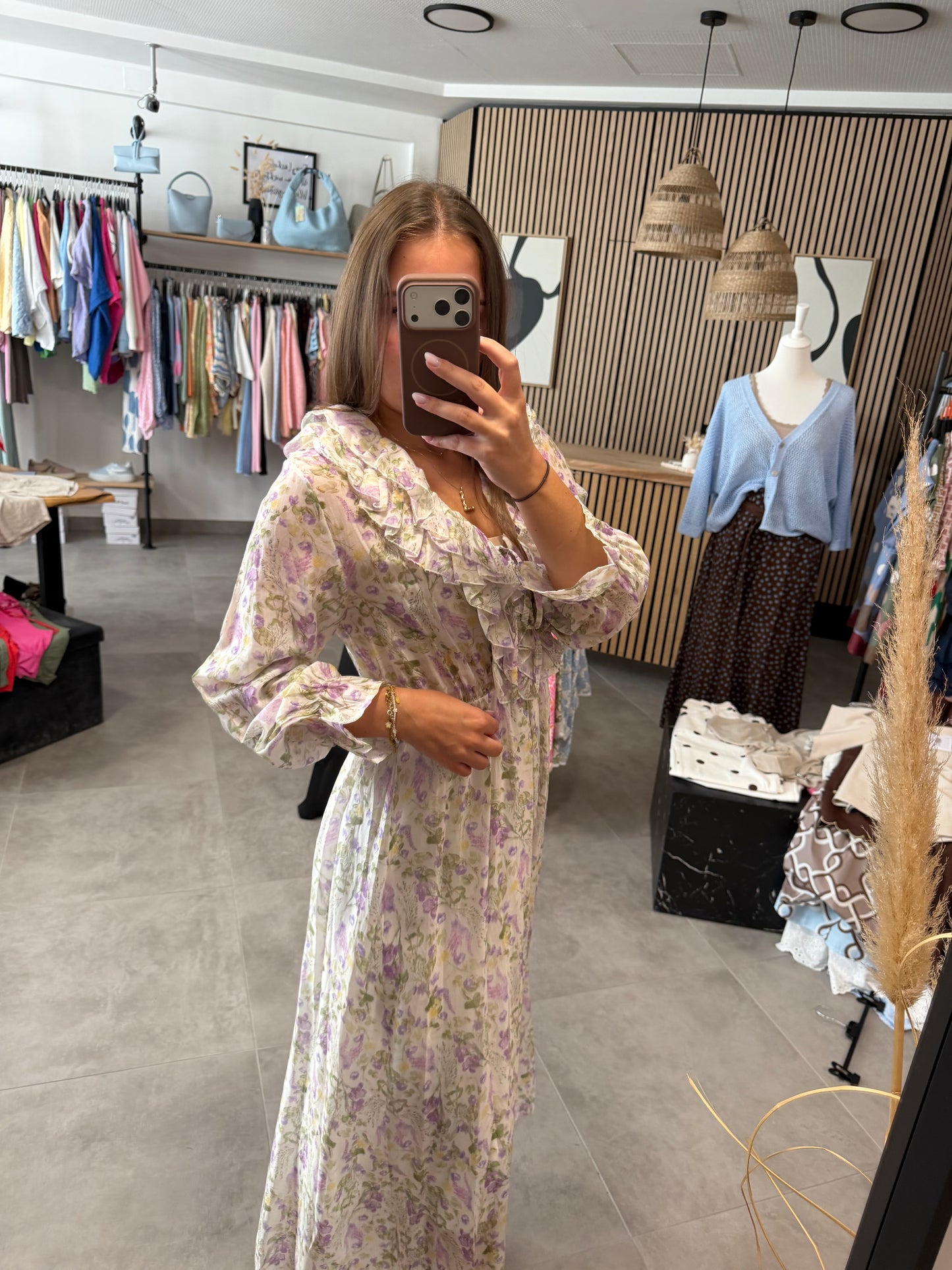 Maxikleid „Pastellflower“ Weiß