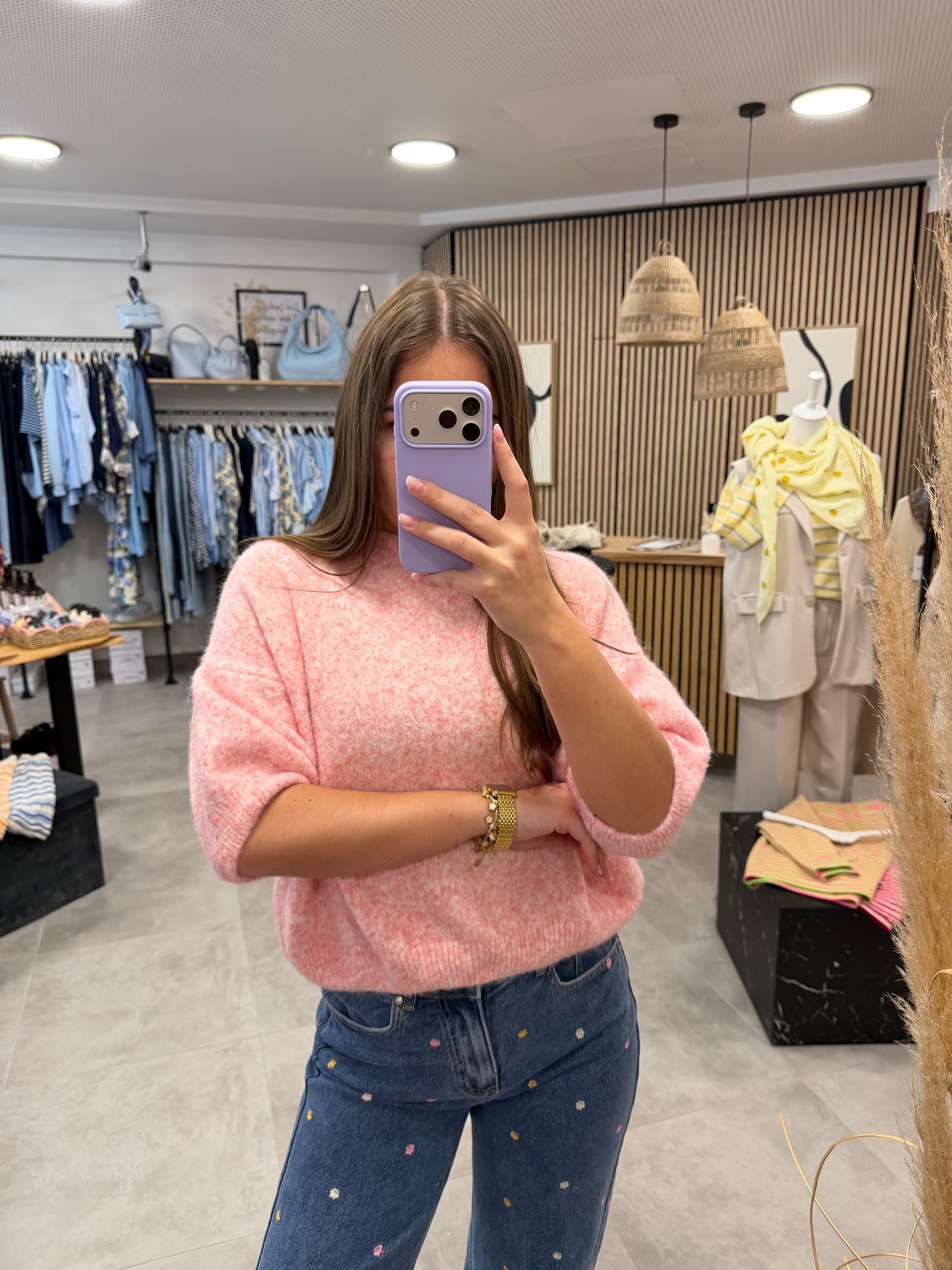 Kurzarmpullover "Cozy" Rosa