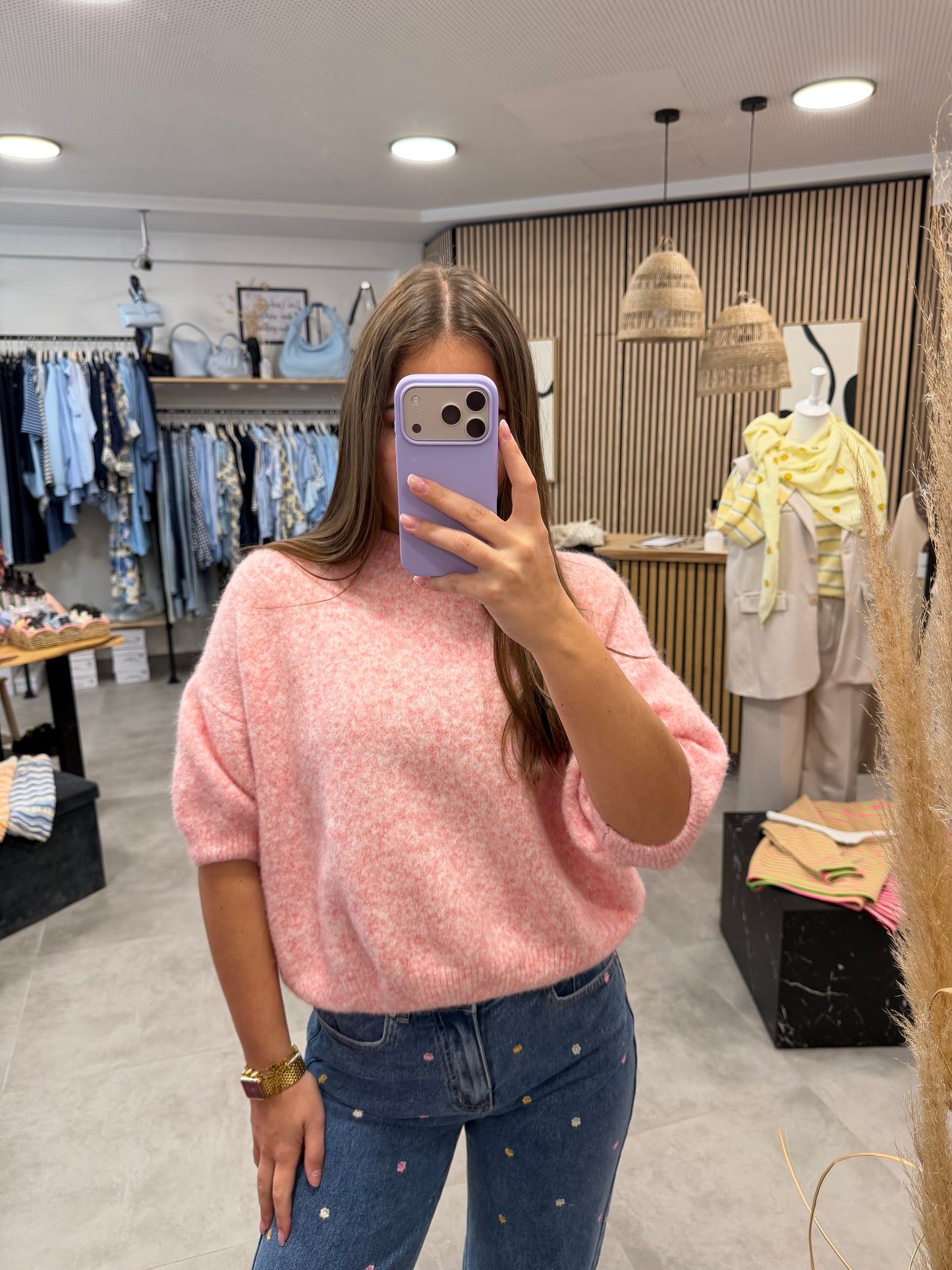 Kurzarmpullover "Cozy" Rosa