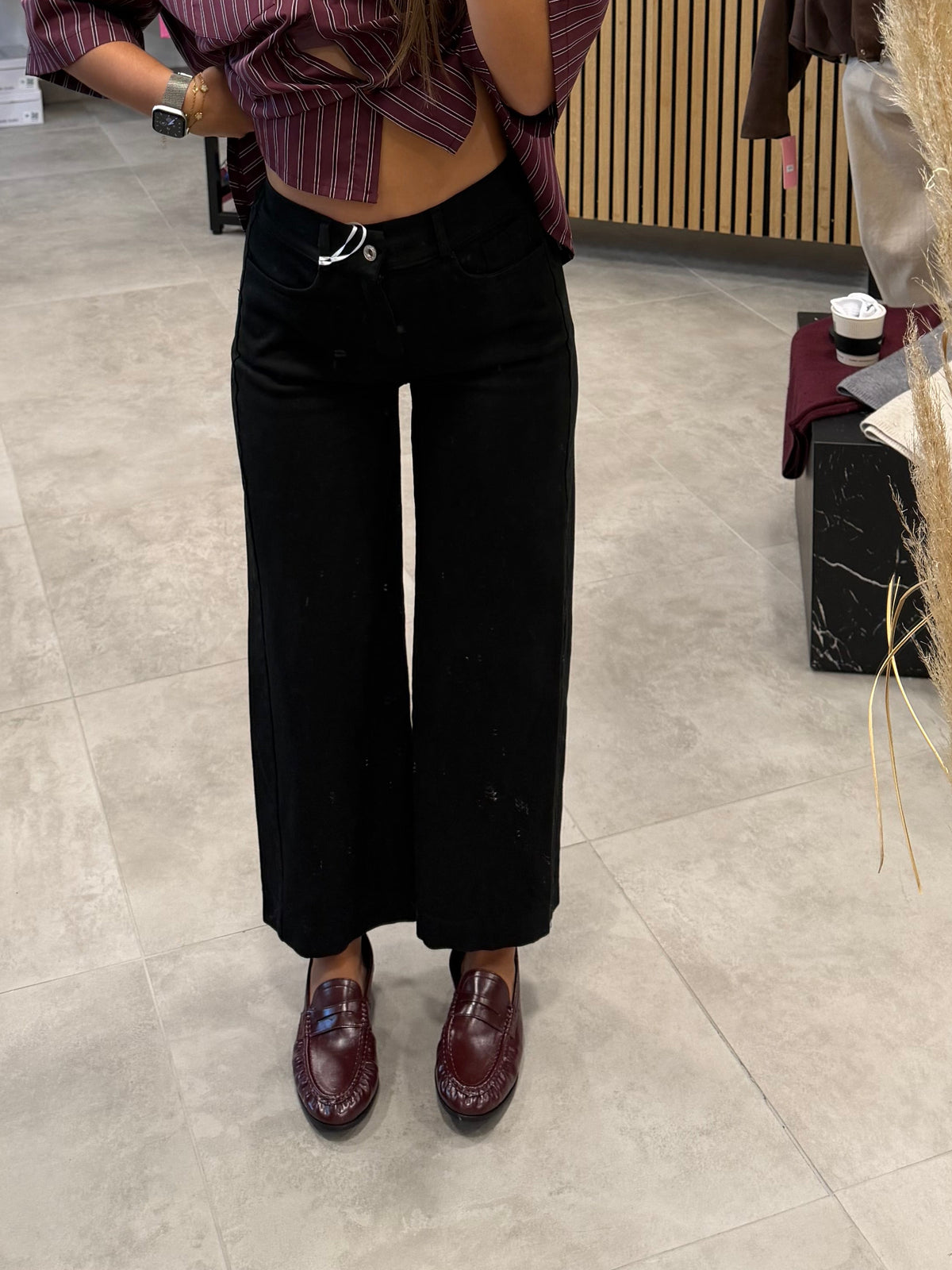 Hose "Crop Jeans" Schwarz