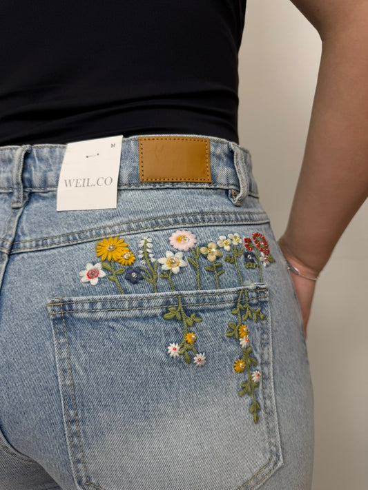Straight-Jeans "Flowers"