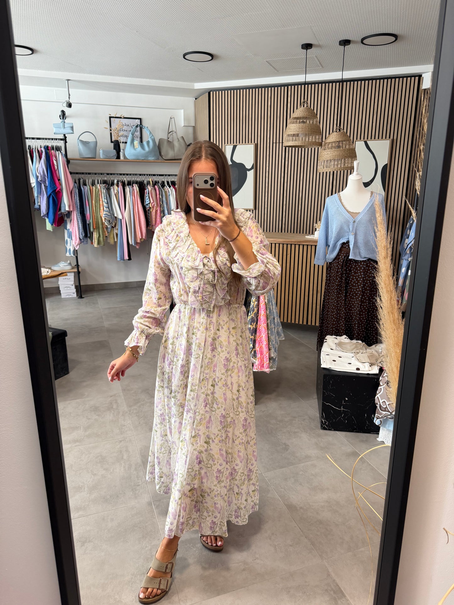 Maxikleid „Pastellflower“ Weiß