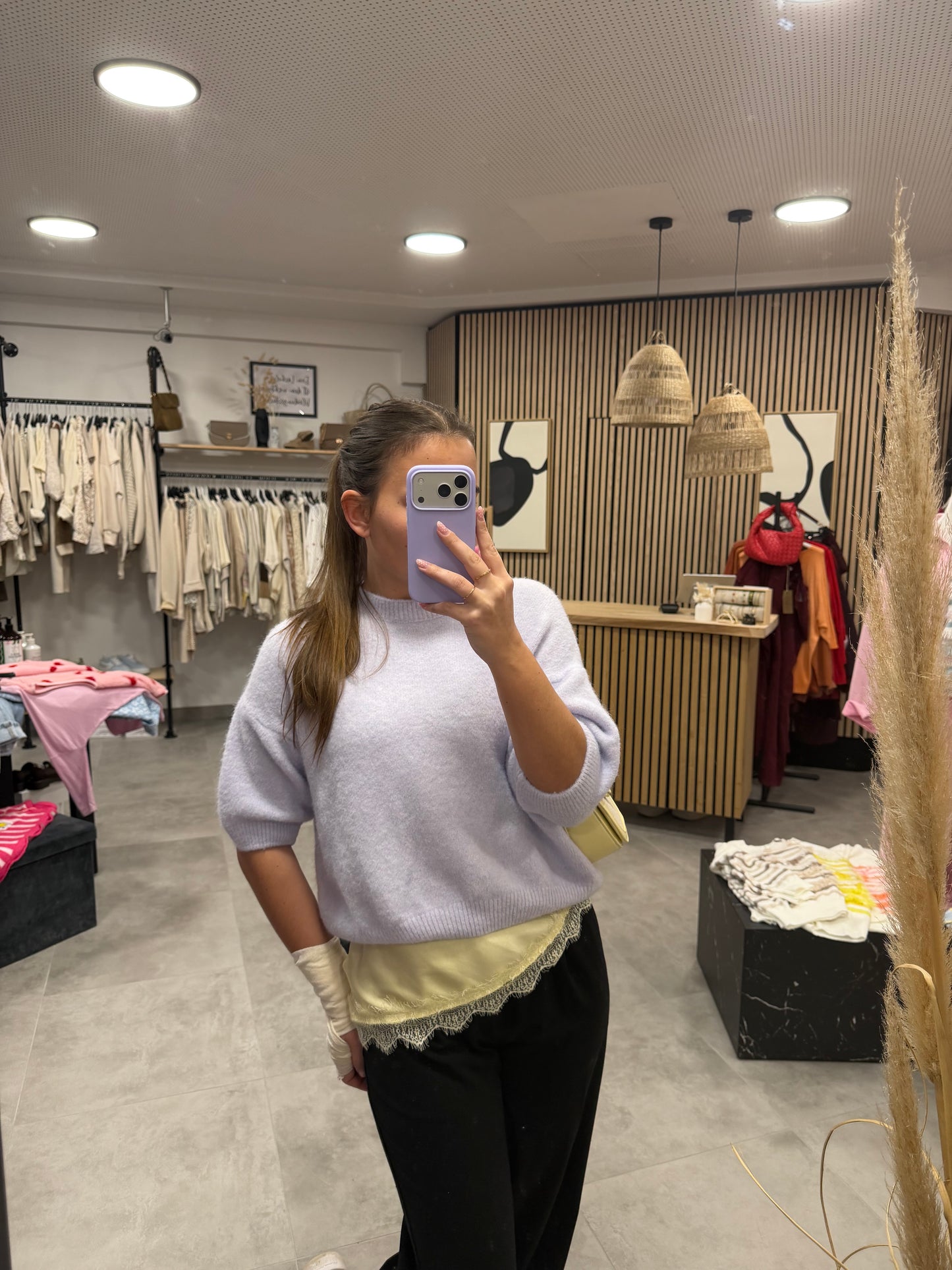 Kurzarmpullover "Cozy" Flieder