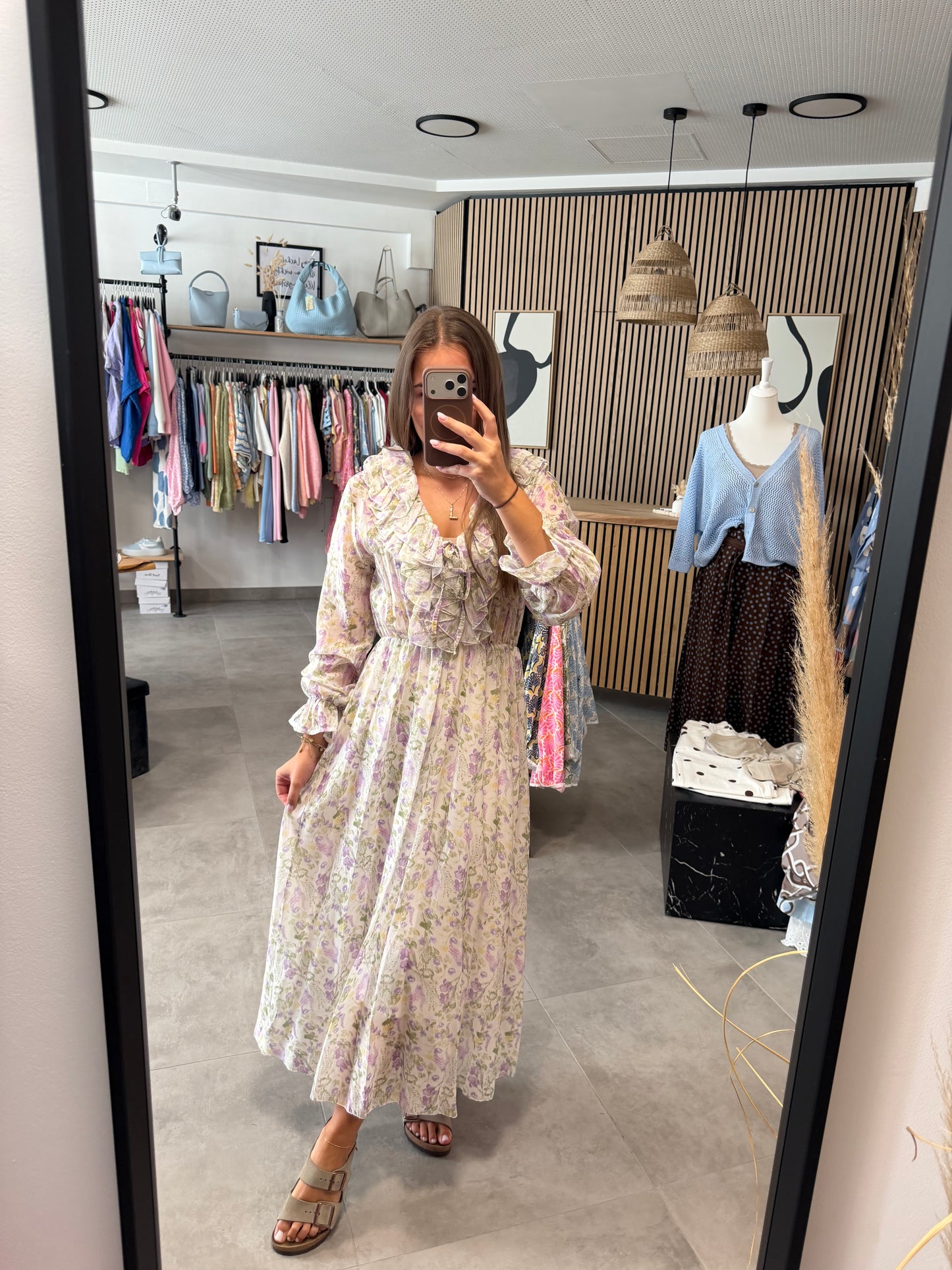 Maxikleid „Pastellflower“ Weiß