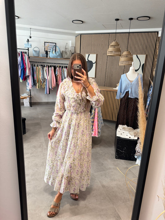 Maxikleid „Pastellflower“ Weiß