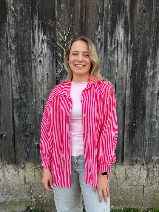 Musselinbluse "Stripe" Rot