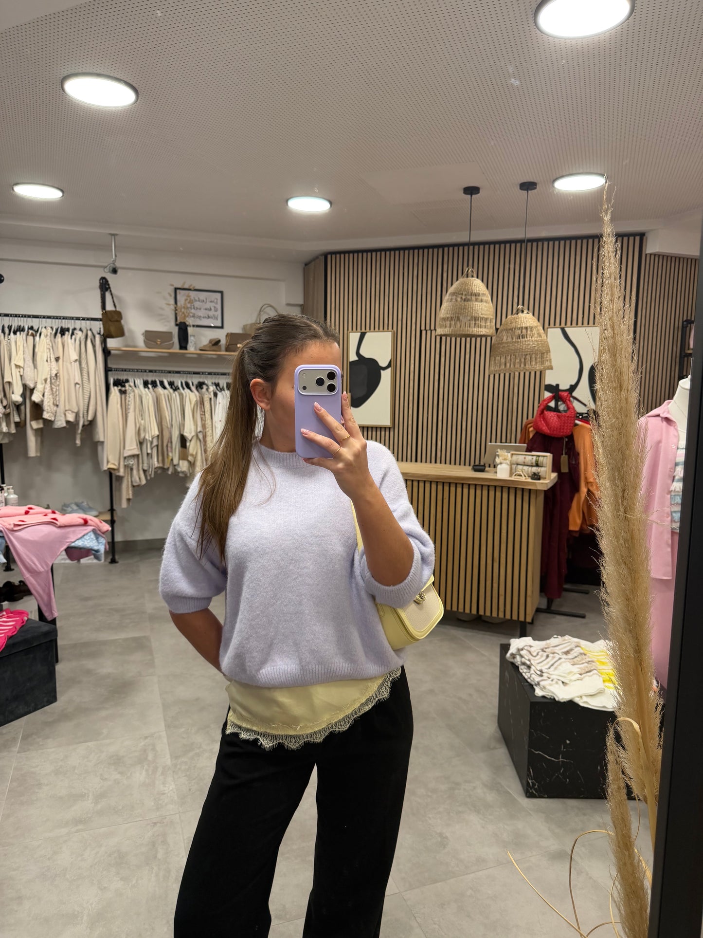 Kurzarmpullover "Cozy" Flieder