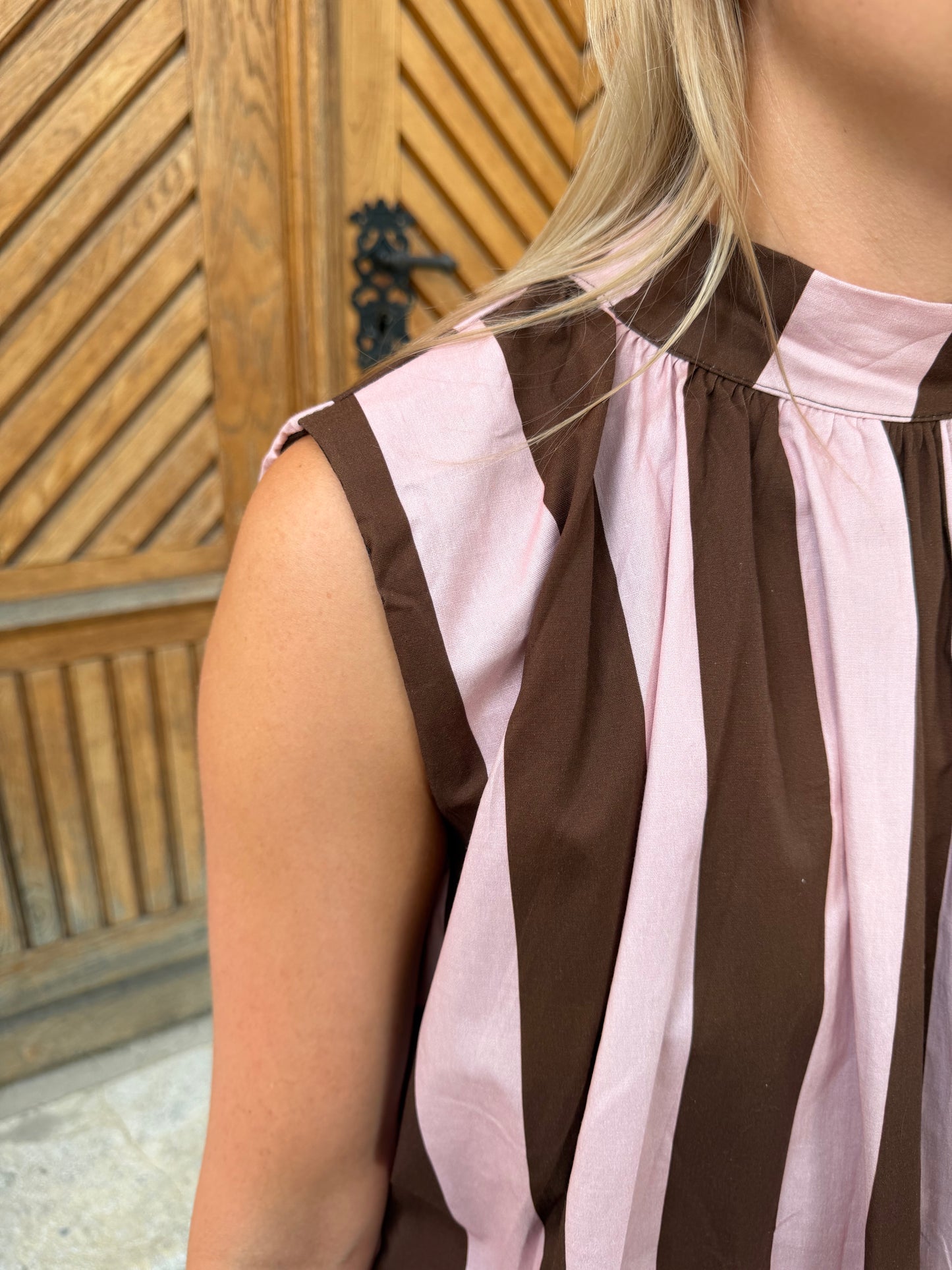 Bluse "Openstripe" Rosa