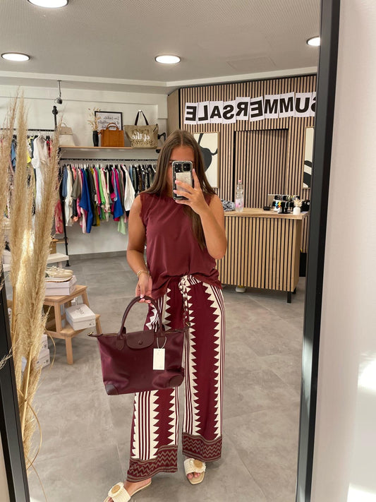 Wide-Leg-Hose Weinrot