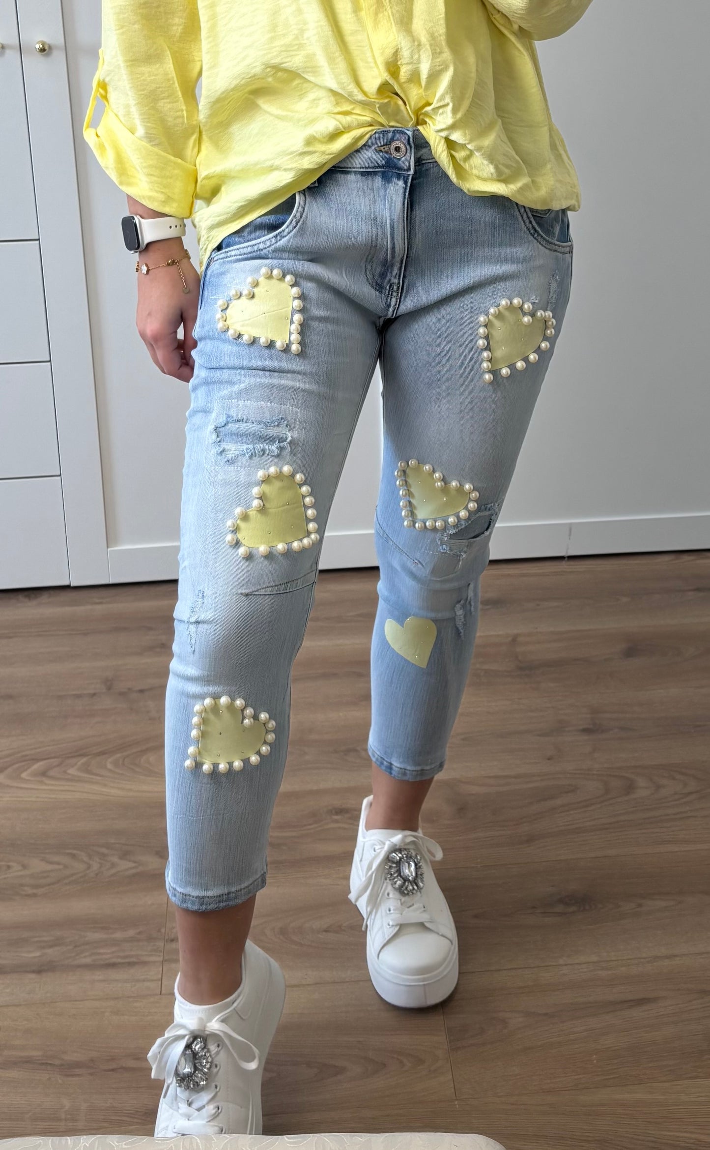 Jeans "Herzi" Pastellgelb