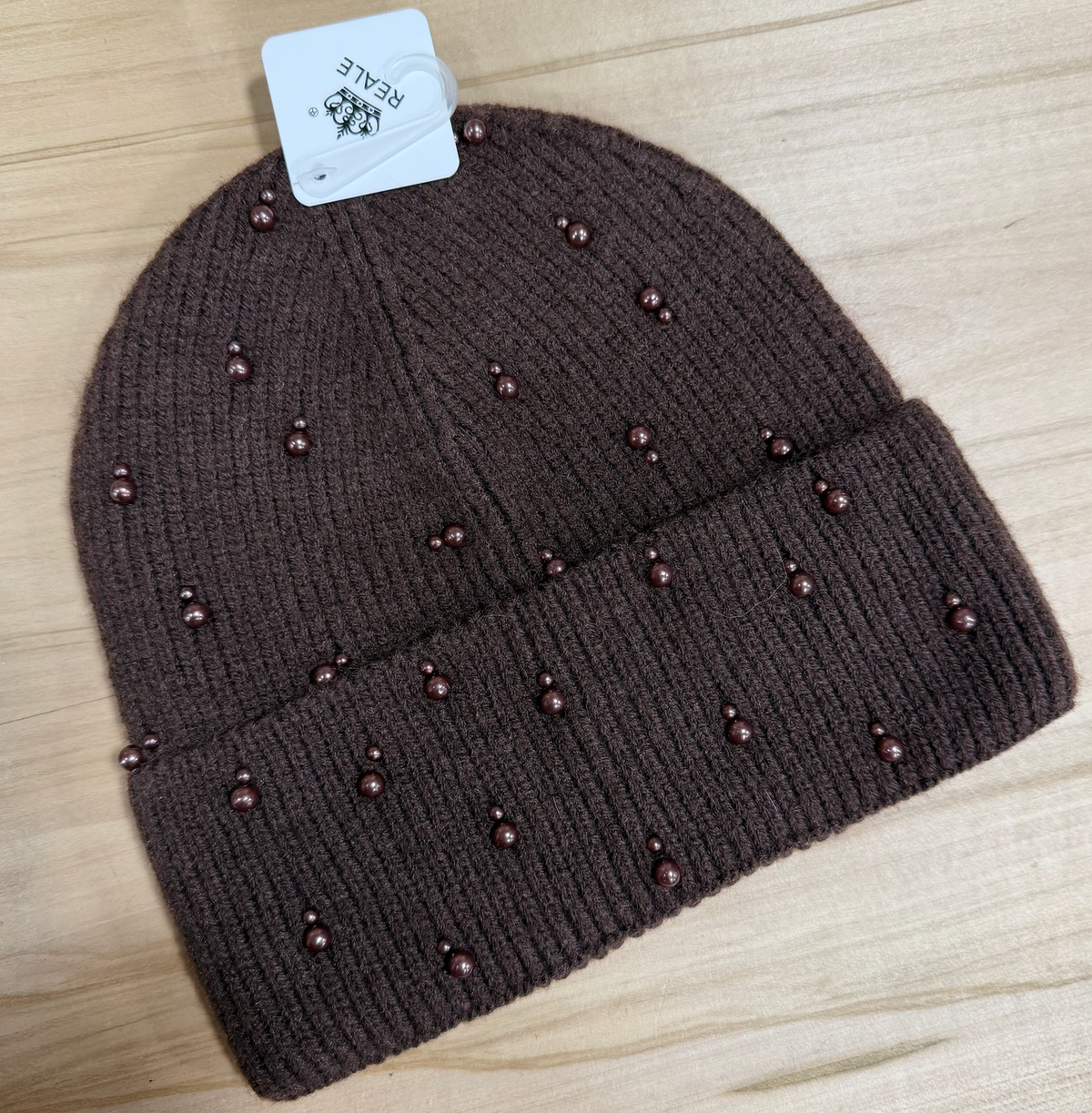 Beanie "Pearly Glow" Dunkelbraun