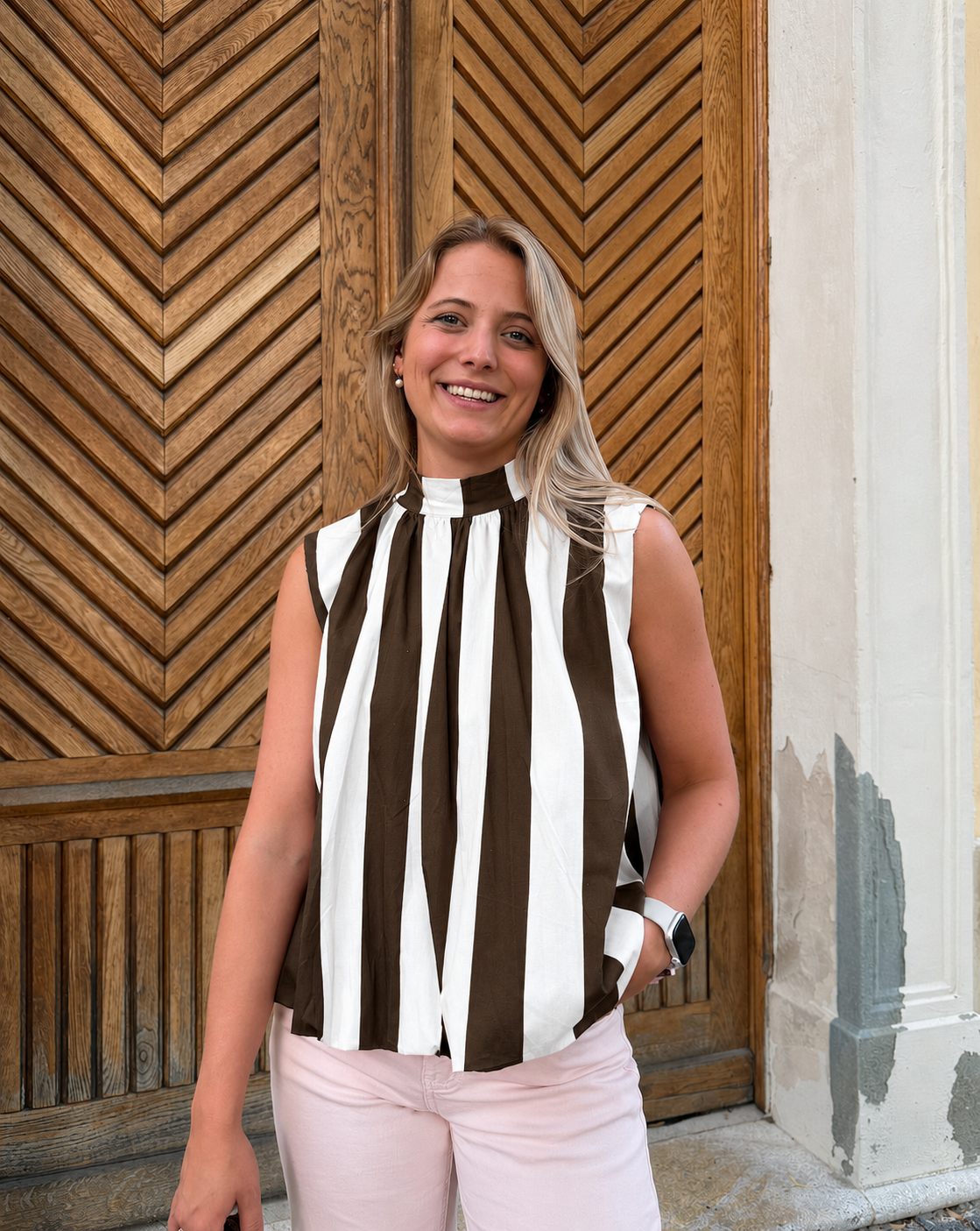 Bluse "Openstripe" Weiß