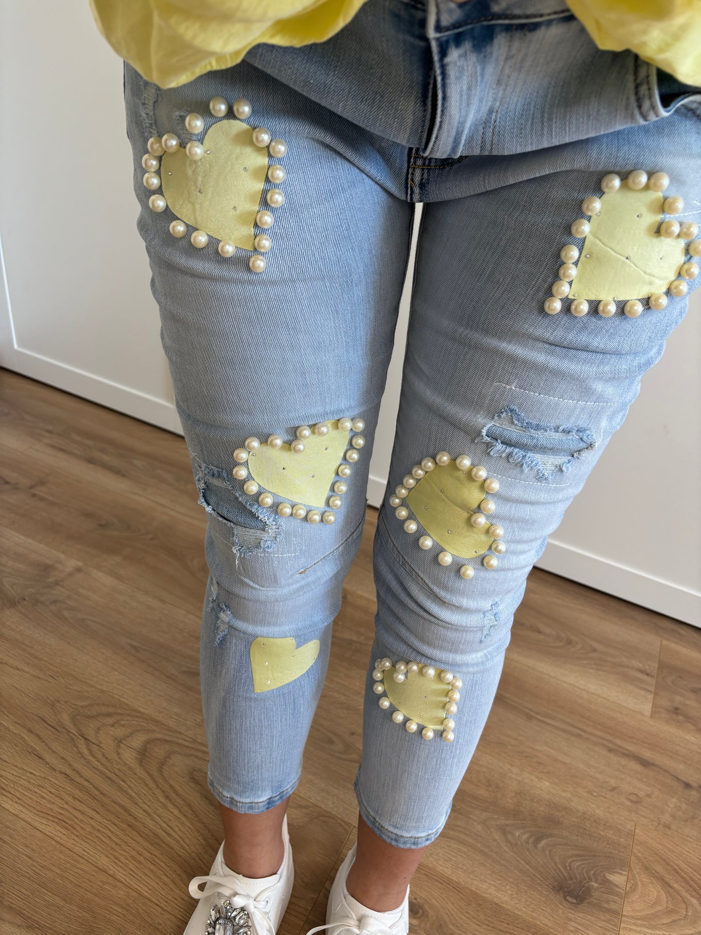 Jeans "Herzi" Pastellgelb