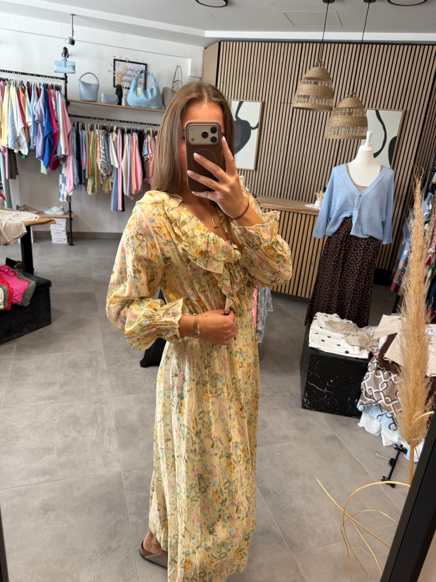 Maxikleid „Pastellflower“ Gelb