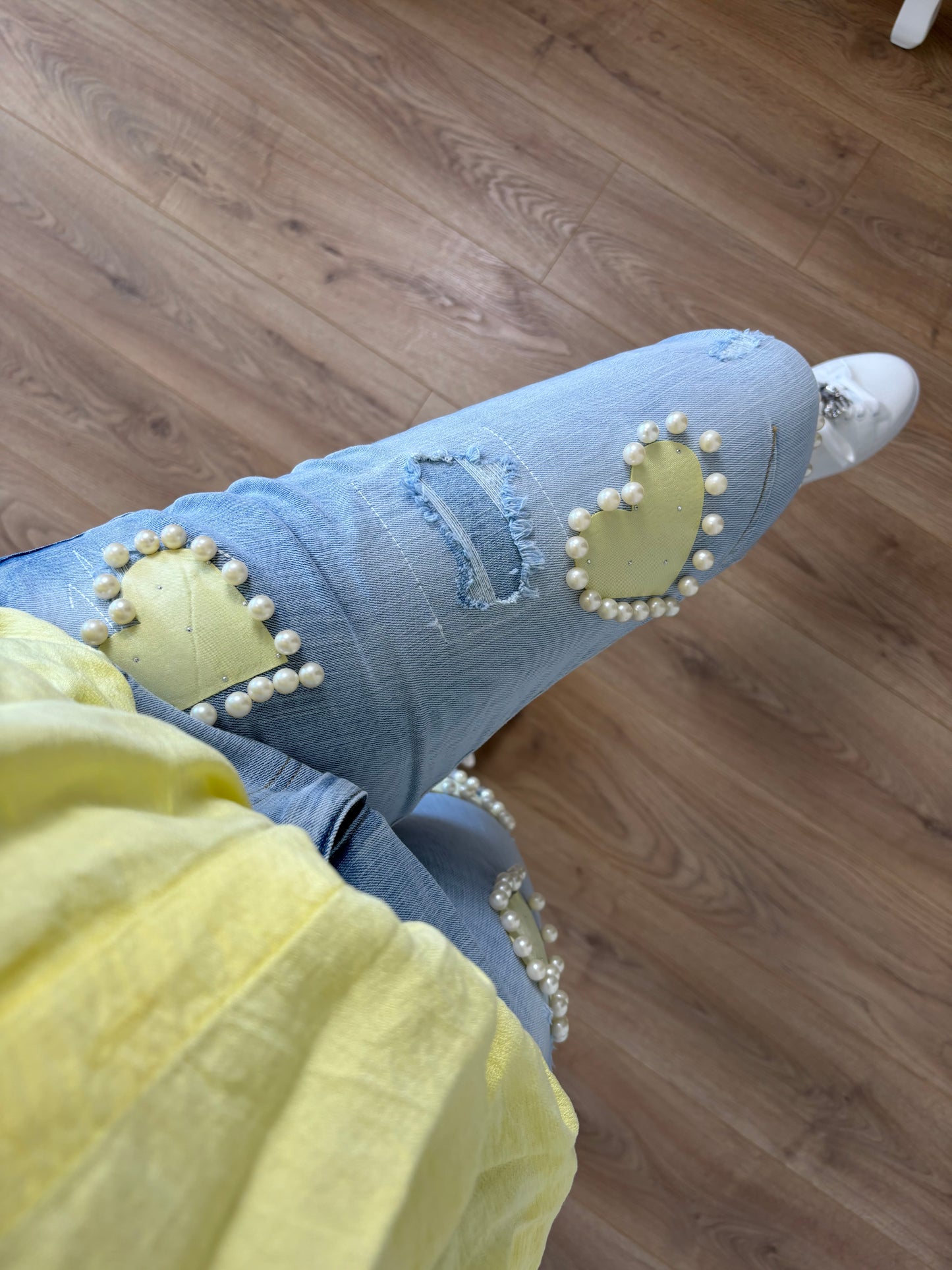 Jeans "Herzi" Pastellgelb