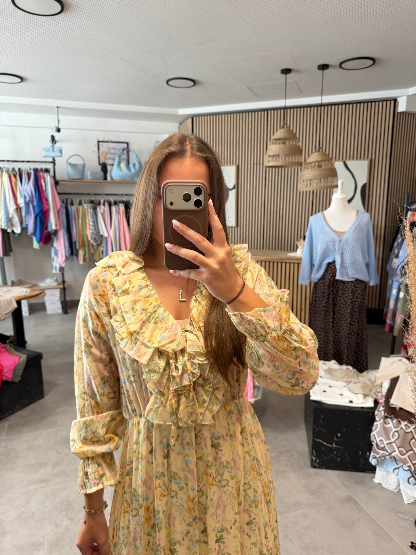 Maxikleid „Pastellflower“ Gelb