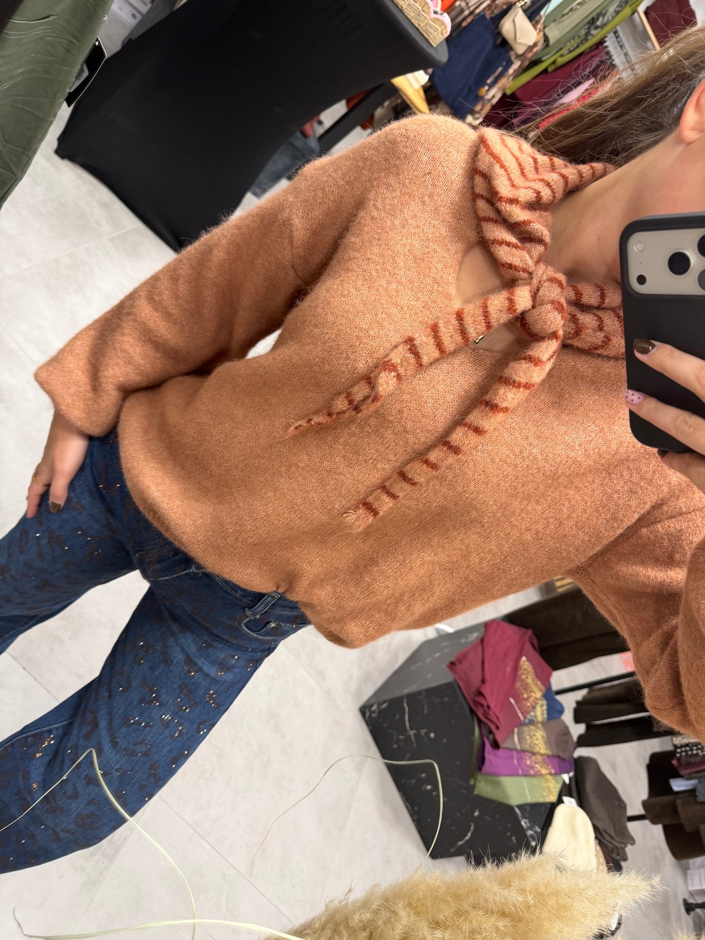 Pullover „Streifentuch) (inkl. Tuch)