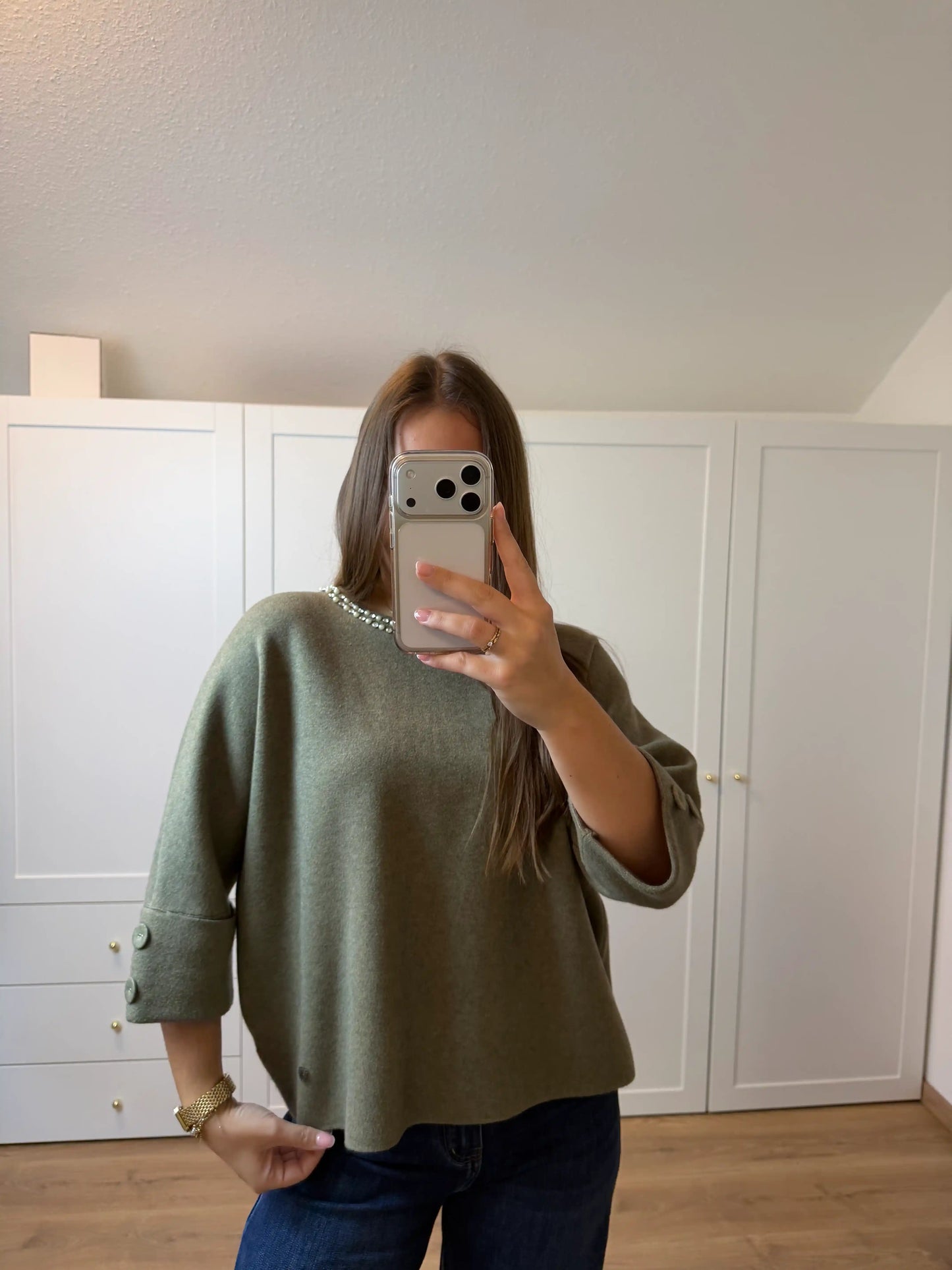 Pullover "Pearly III" Olivegrün