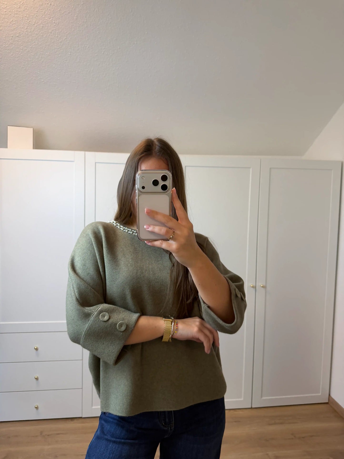 Pullover "Pearly III" Olivegrün