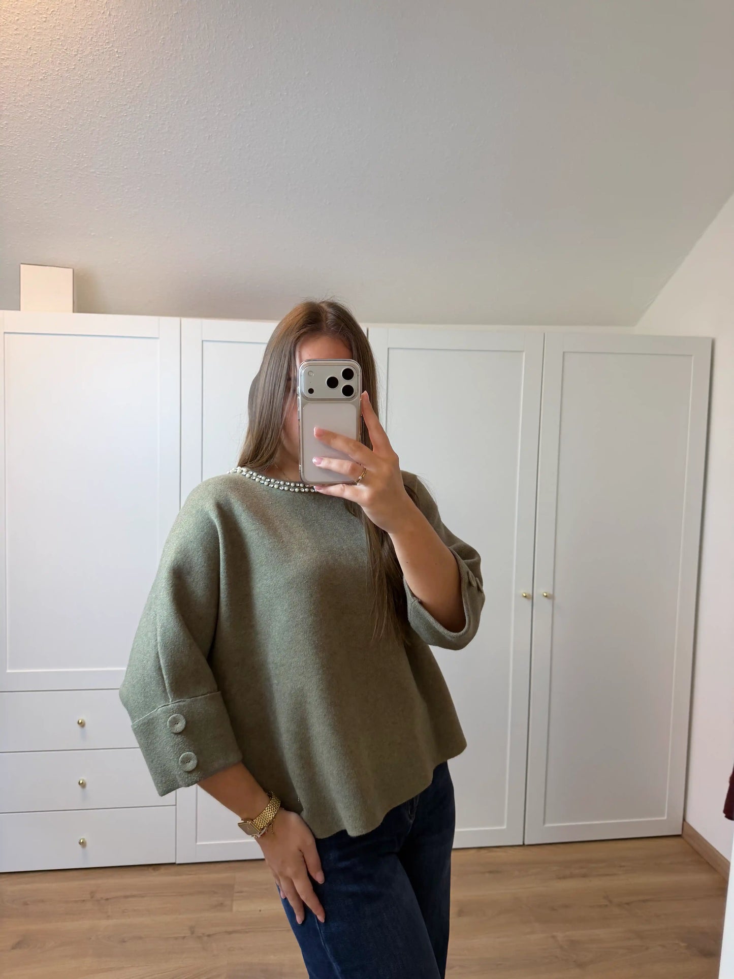 Pullover "Pearly III" Olivegrün