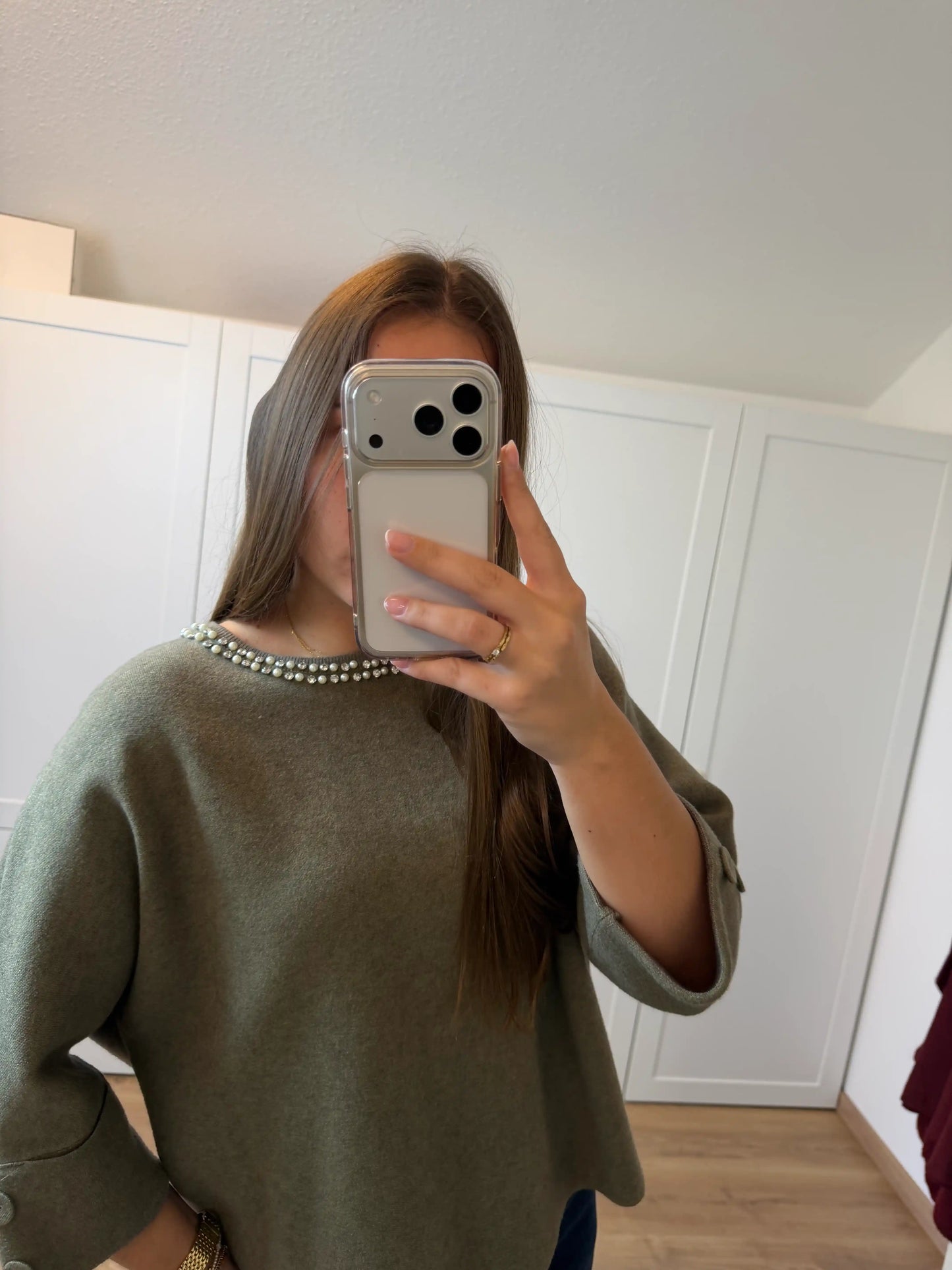 Pullover "Pearly III" Olivegrün