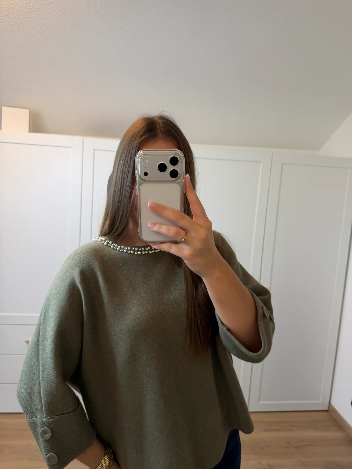 Pullover "Pearly III" Olivegrün