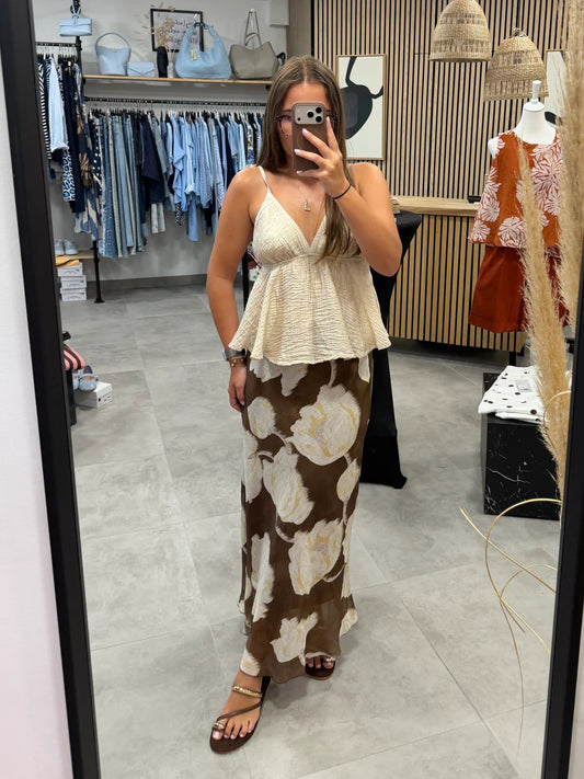 Rock "Floral" Schokobraun